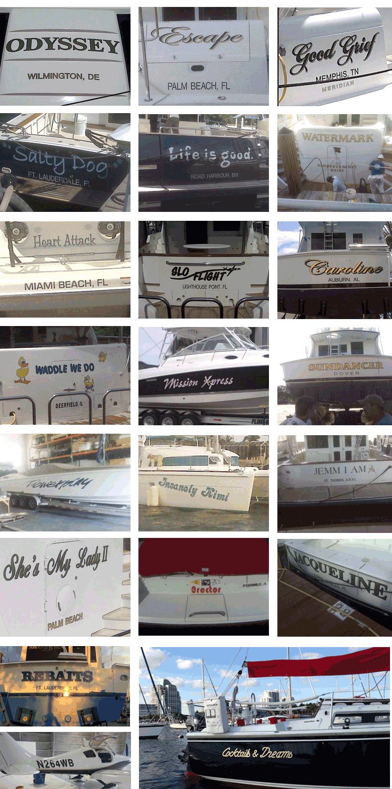 boat lettering,south florida, boat signs, striping